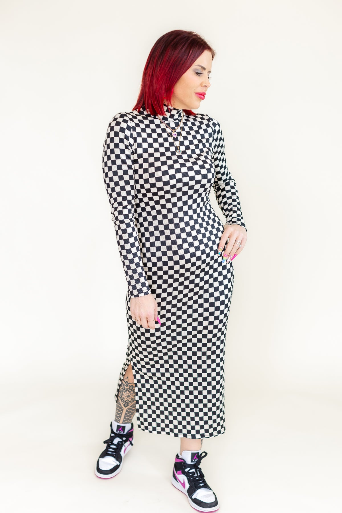 Check On Me Checkered Midi Dress - D14