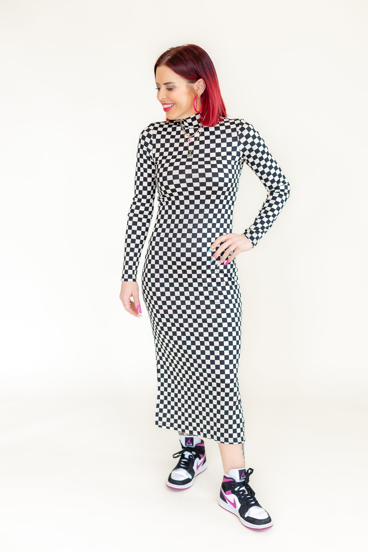 Check On Me Checkered Midi Dress - D14