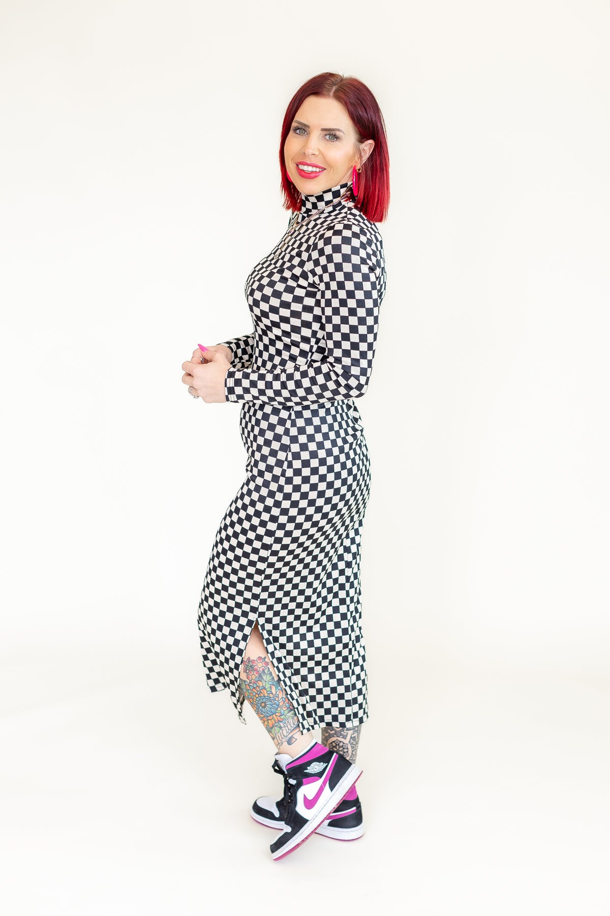 Check On Me Checkered Midi Dress - D14