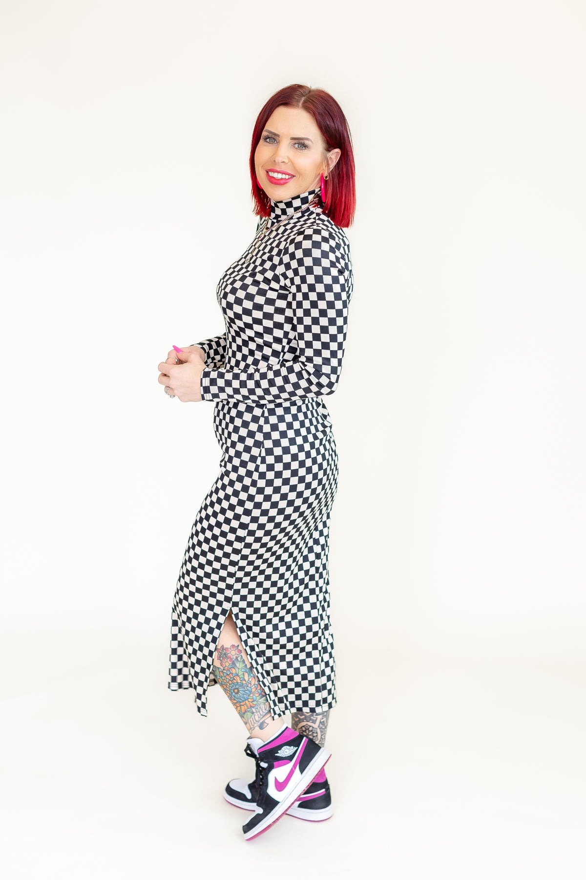 Check On Me Checkered Midi Dress - D14