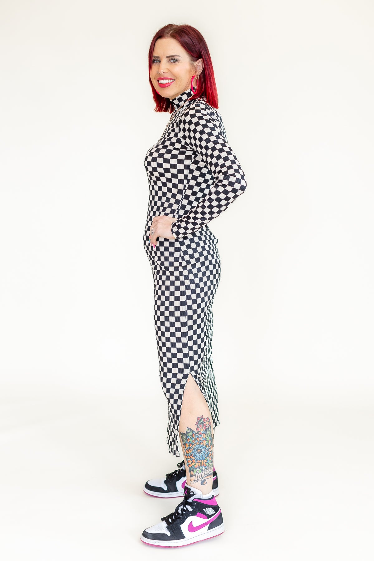 Check On Me Checkered Midi Dress - D14