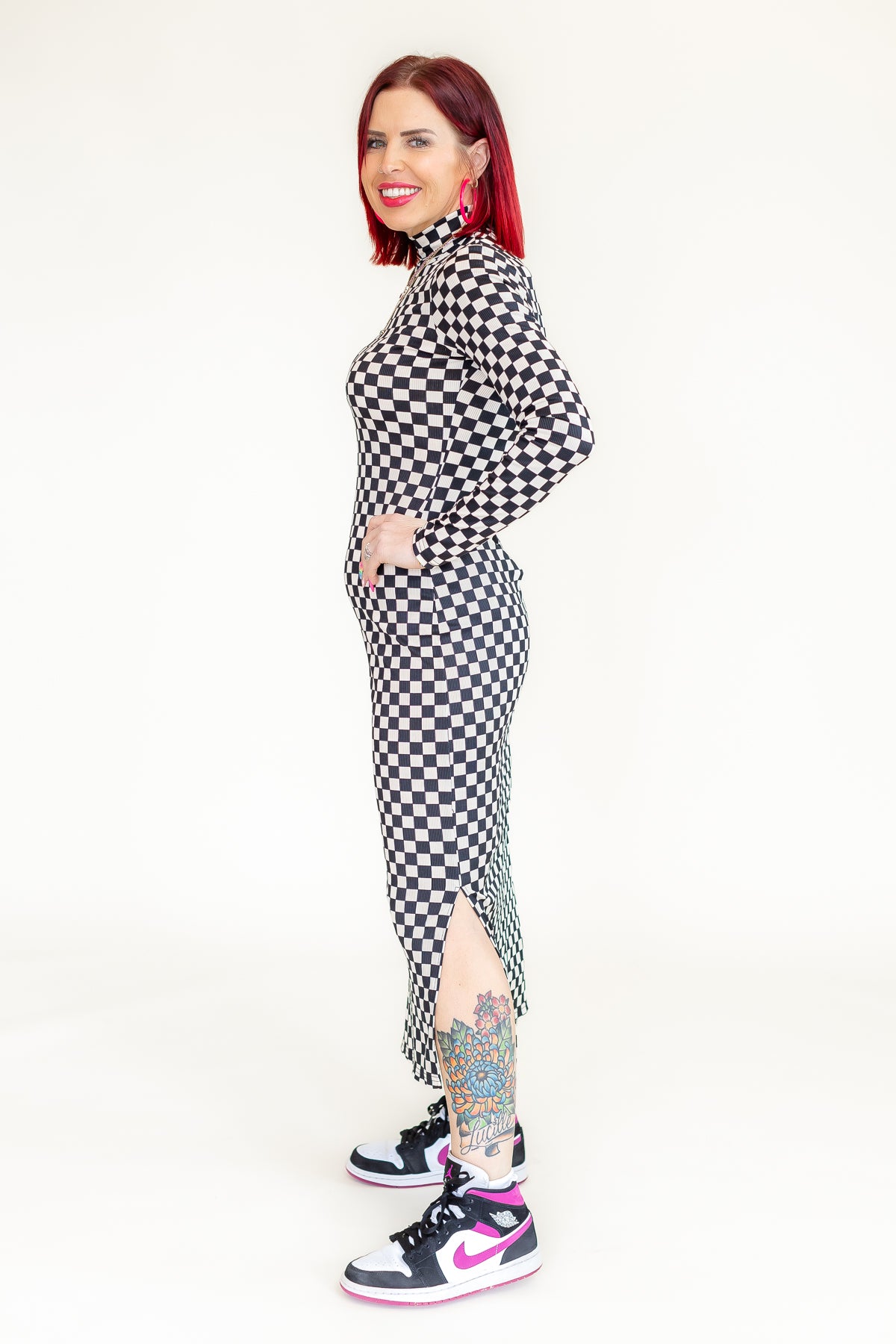 Check On Me Checkered Midi Dress - D14