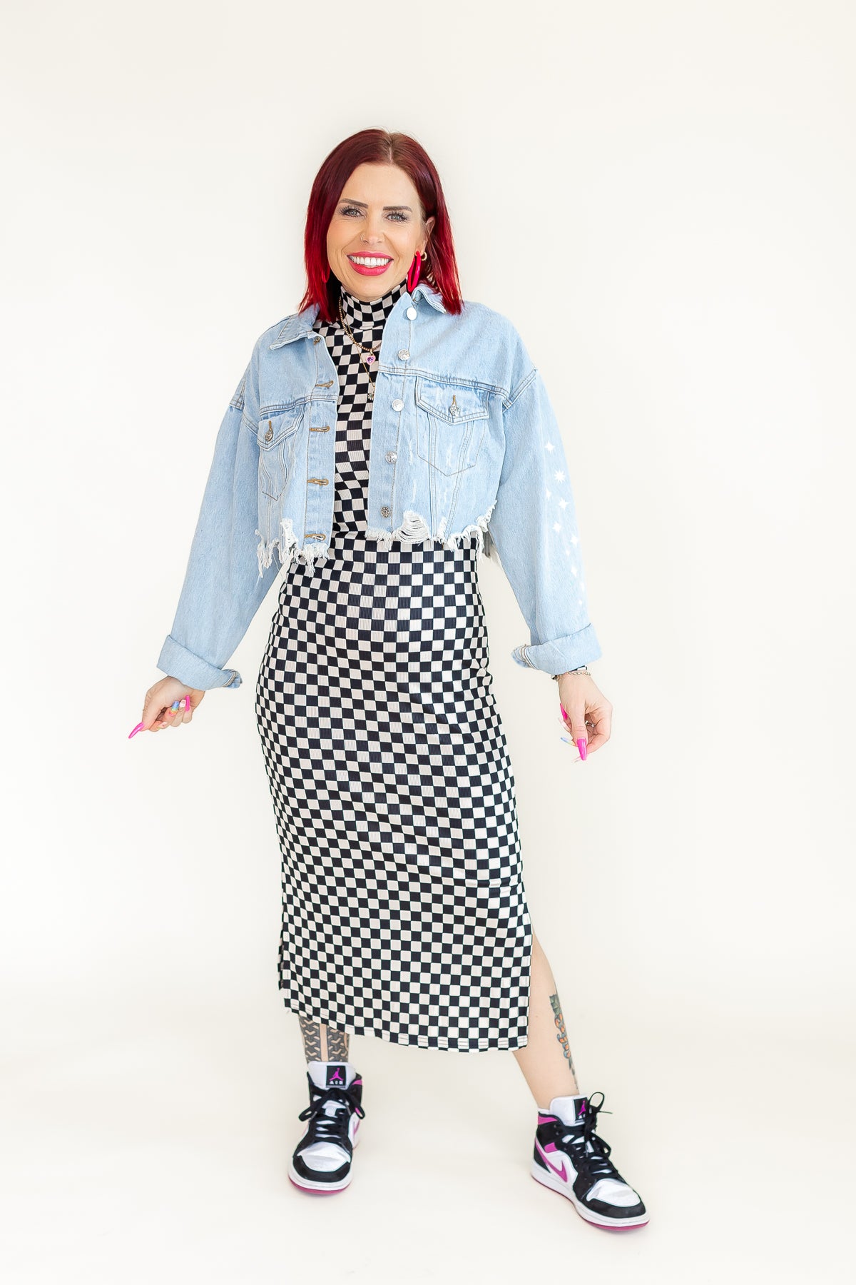 Check On Me Checkered Midi Dress - D14