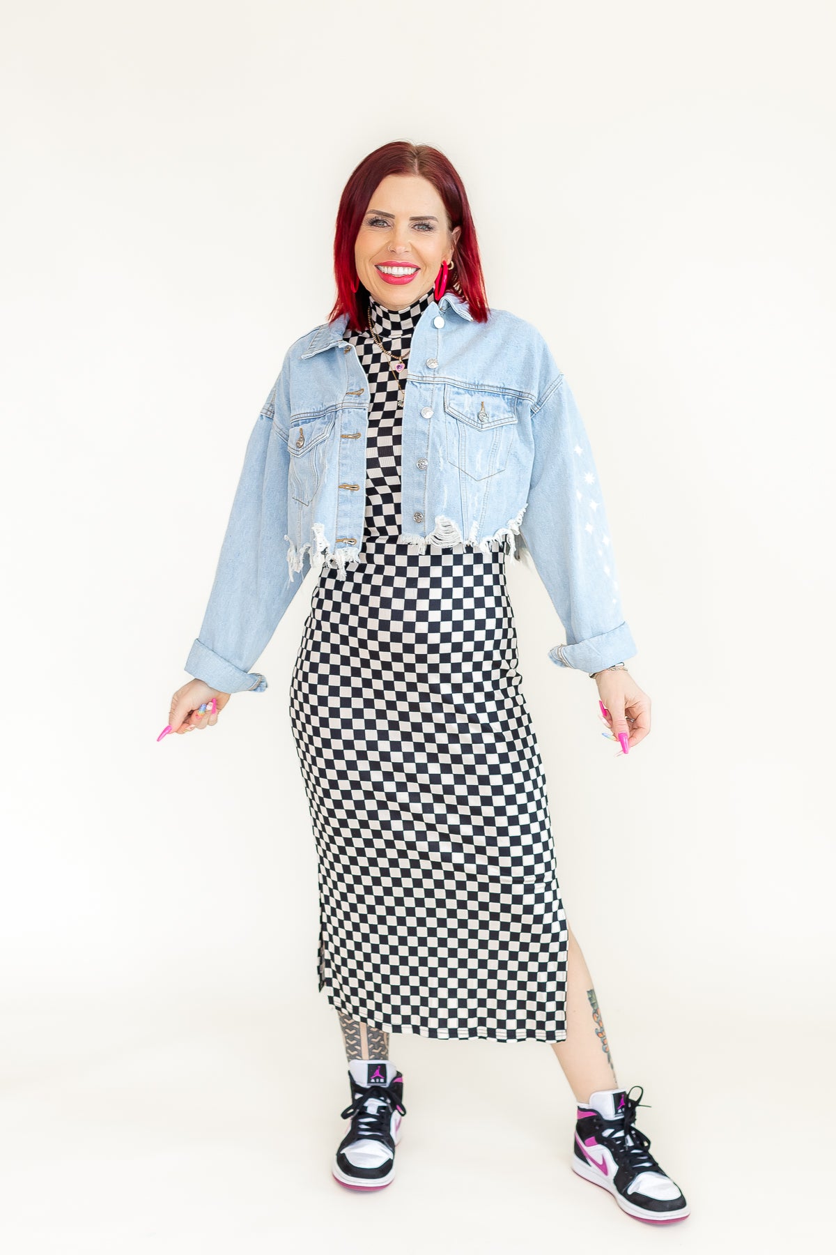 Check On Me Checkered Midi Dress - D14