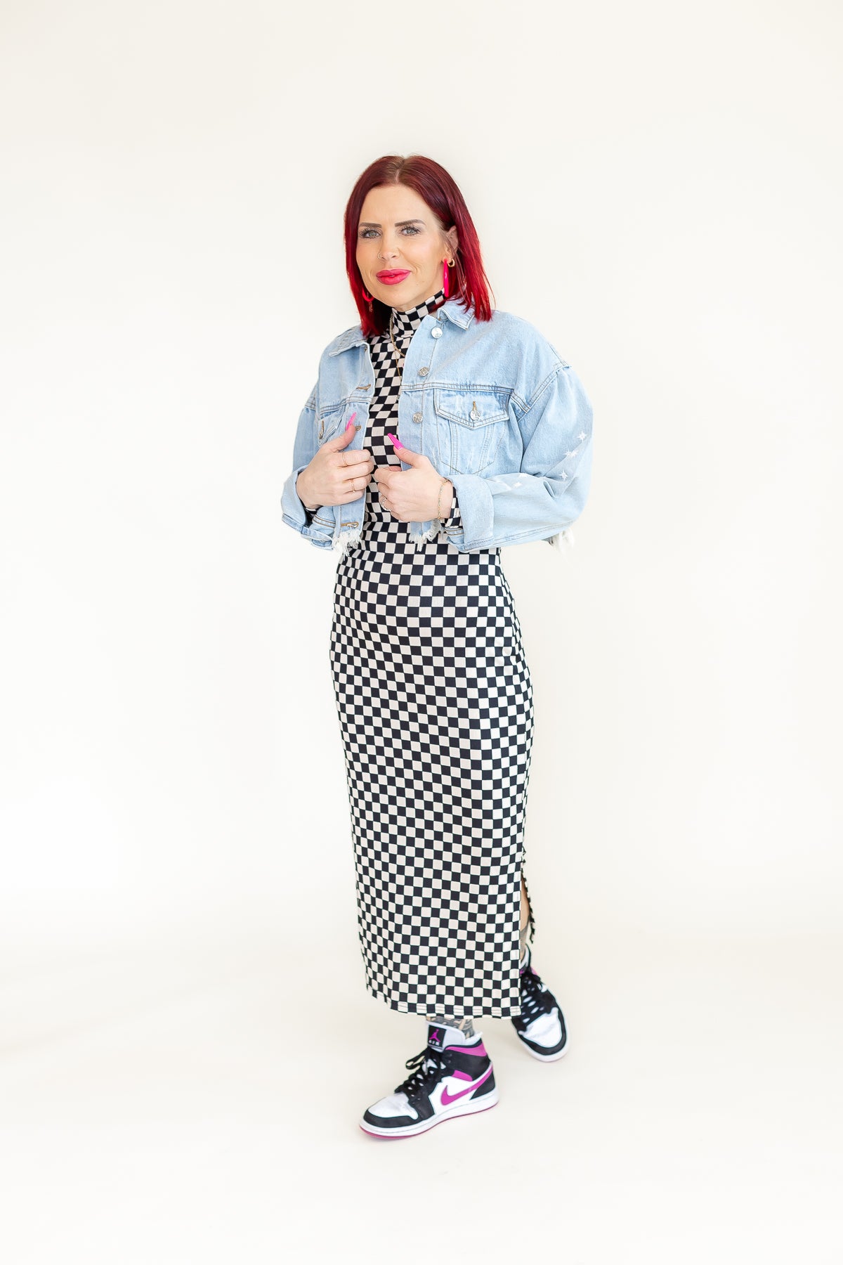 Check On Me Checkered Midi Dress - D14