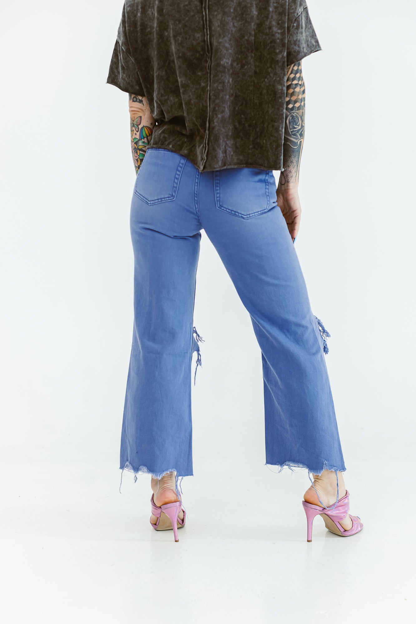 Live Out Loud Periwinkle 90's Vintage Flare Denim- P04