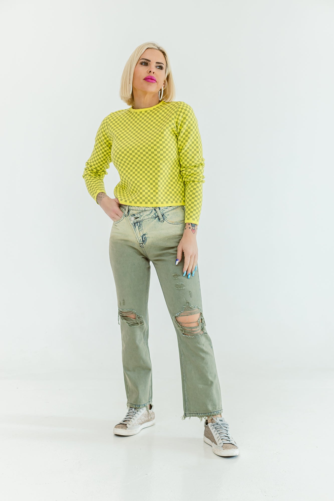 Strike a Pose Ombre Olive Denim Jean - P04