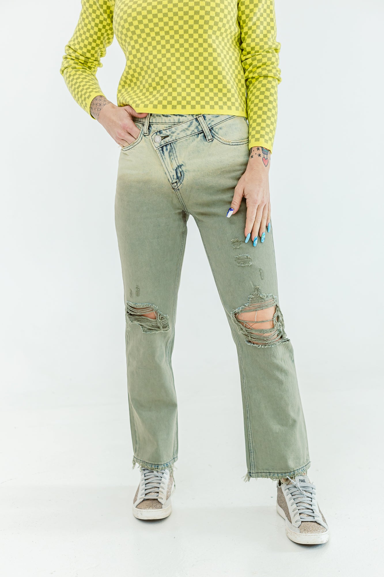 Strike a Pose Ombre Olive Denim Jean - P04