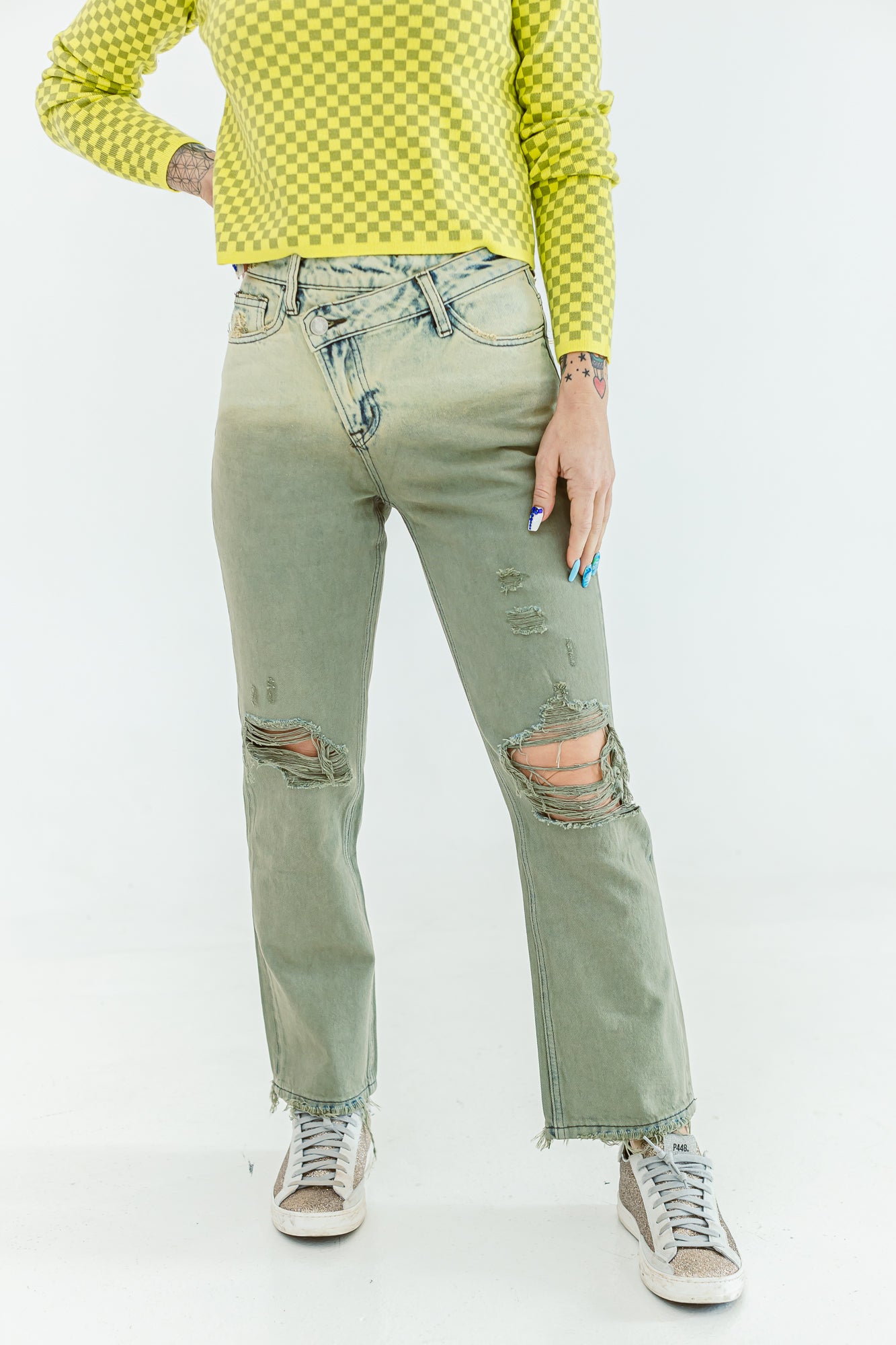 Strike a Pose Ombre Olive Denim Jean - P04