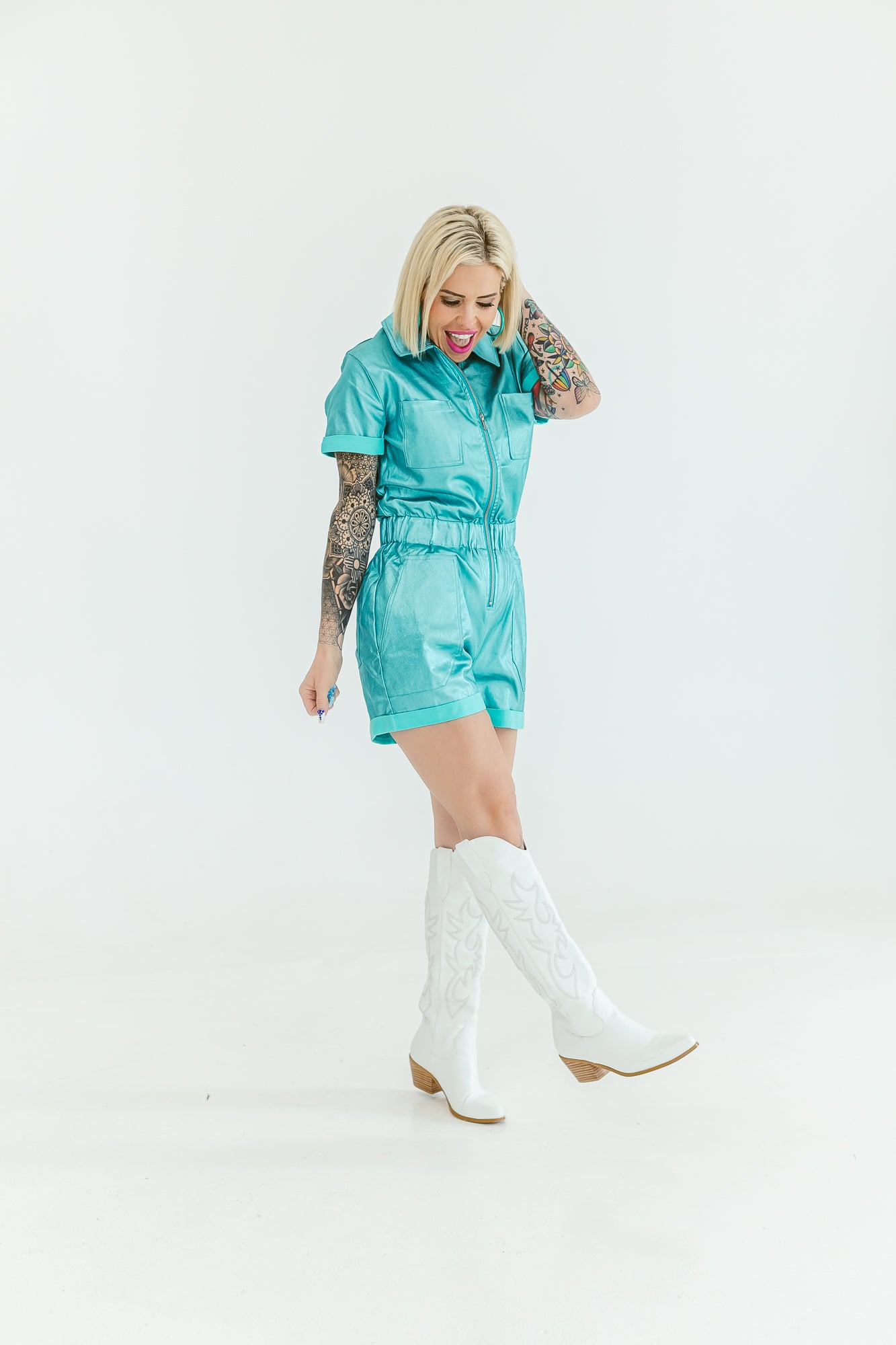 Make Me Crazy Metallic Mint Romper - R01