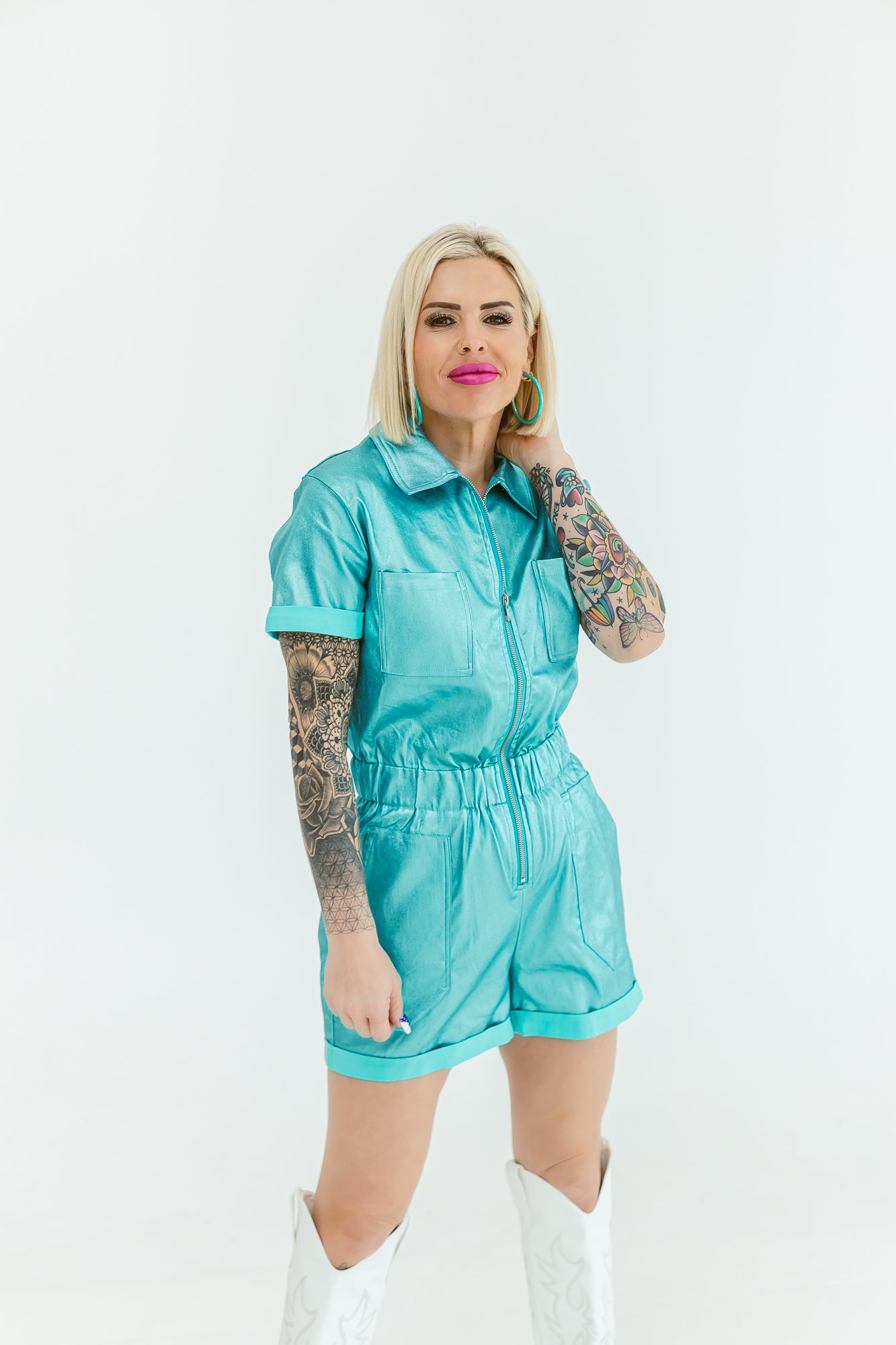 Make Me Crazy Metallic Mint Romper - R01