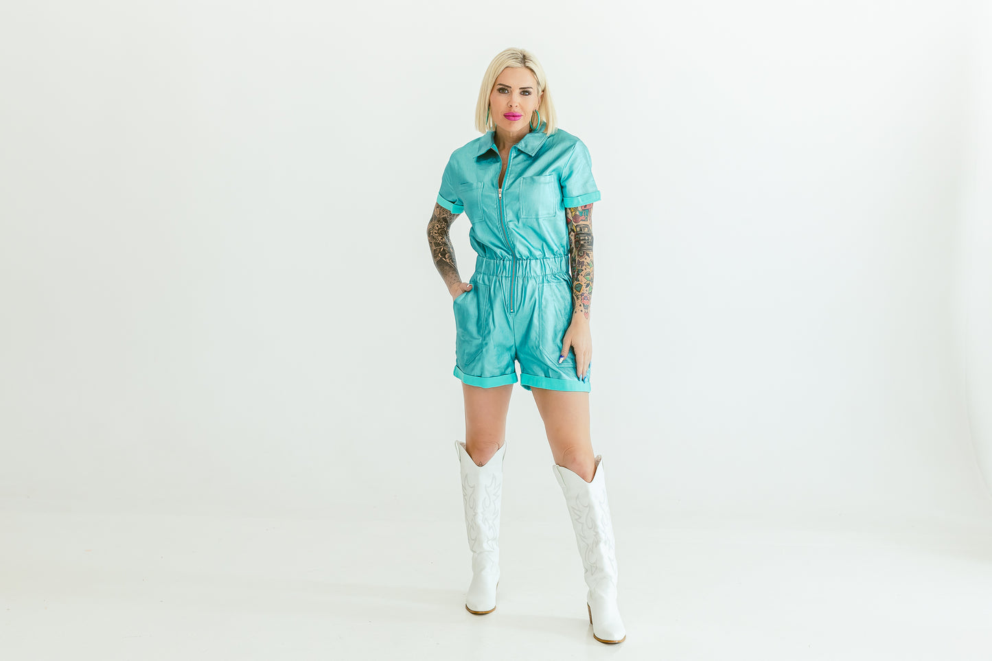 Make Me Crazy Metallic Mint Romper - R01