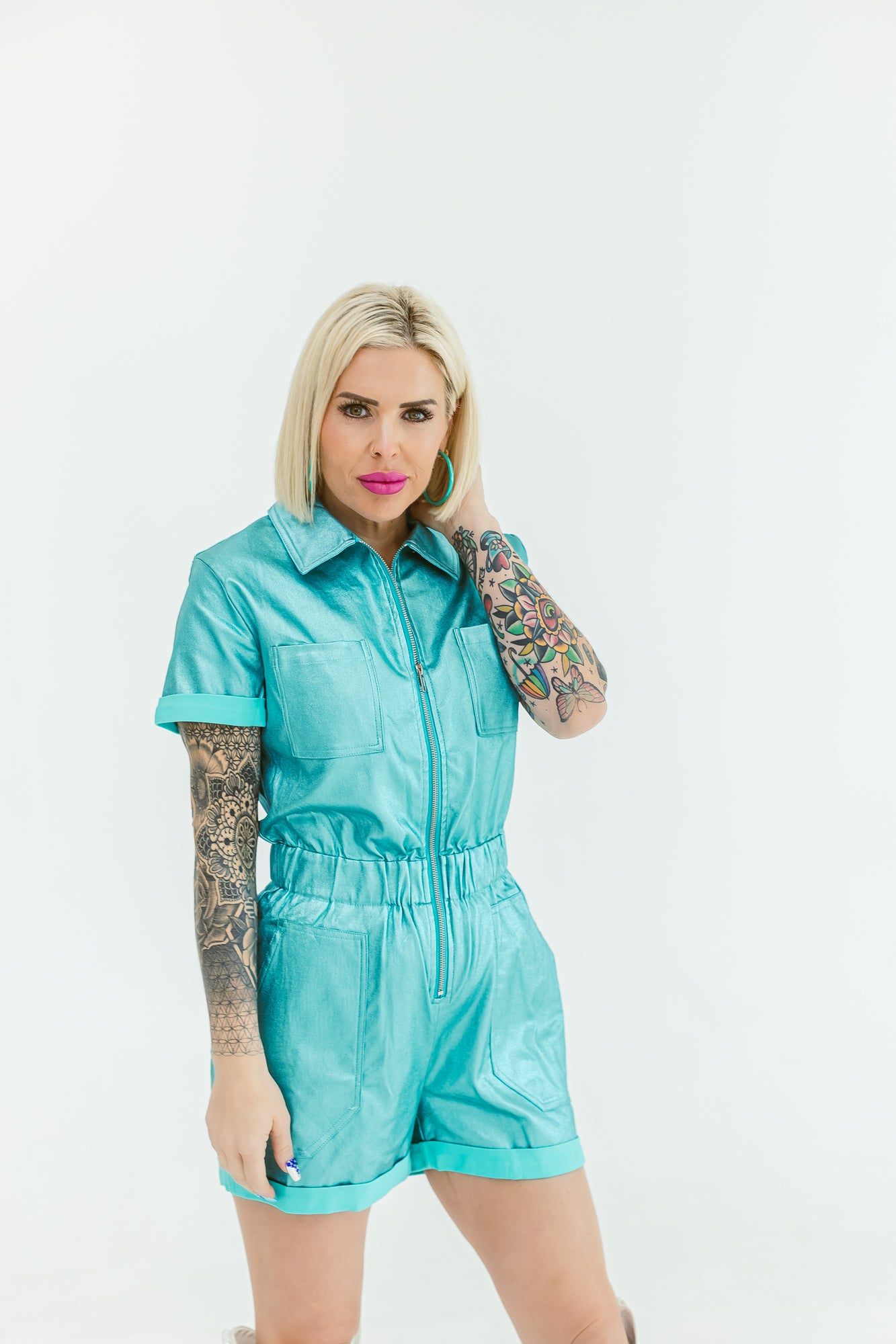 Make Me Crazy Metallic Mint Romper - R01