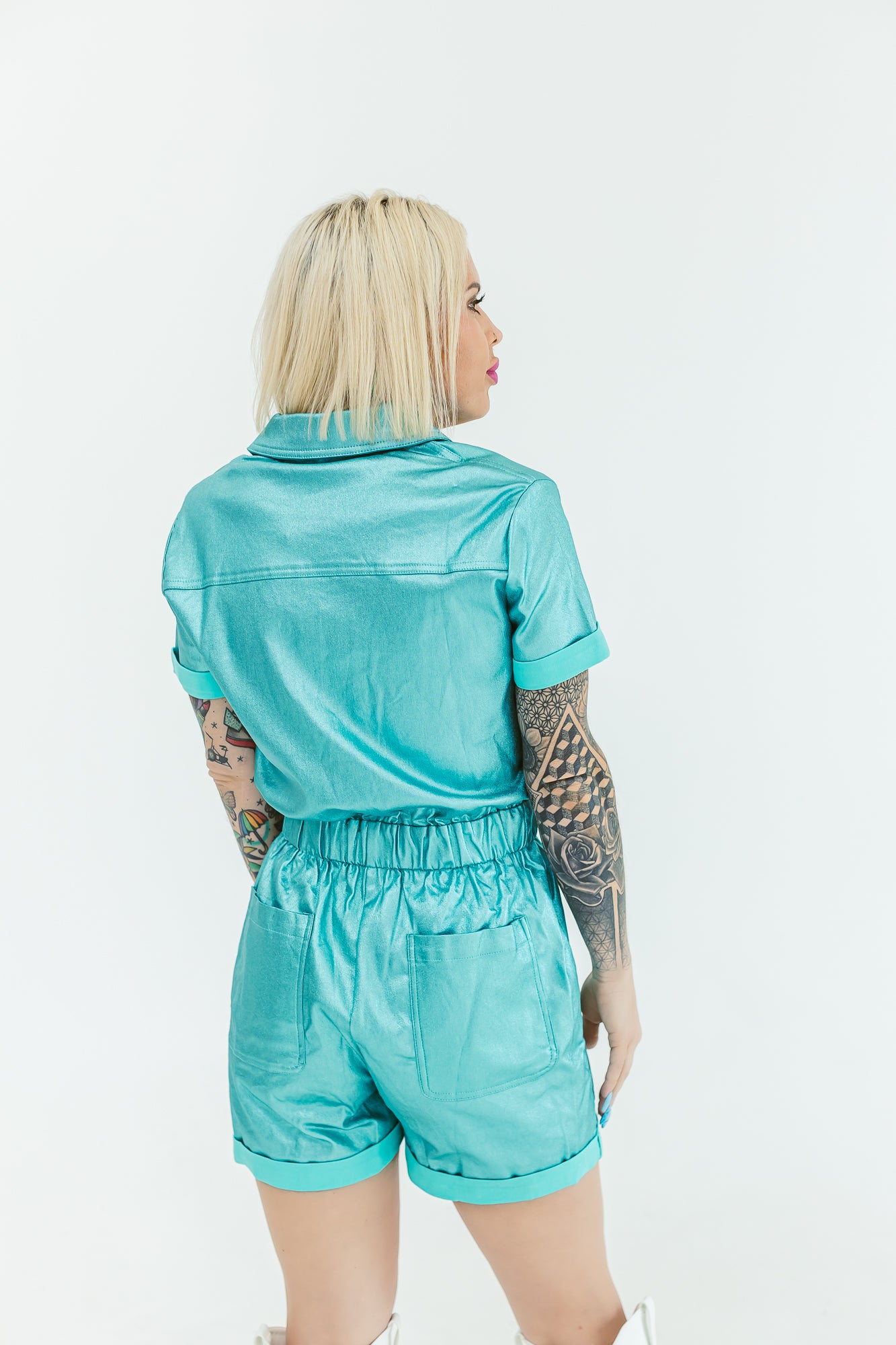 Make Me Crazy Metallic Mint Romper - R01