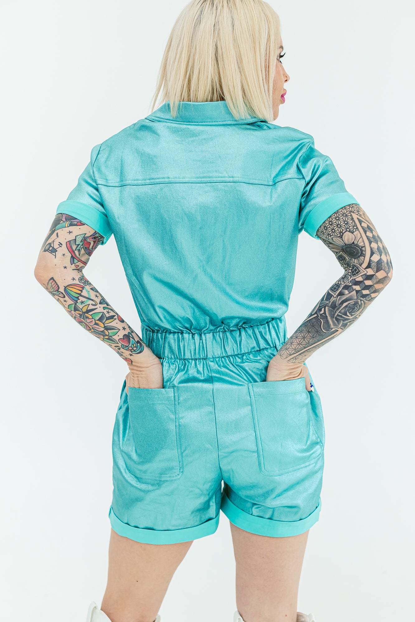 Make Me Crazy Metallic Mint Romper - R01