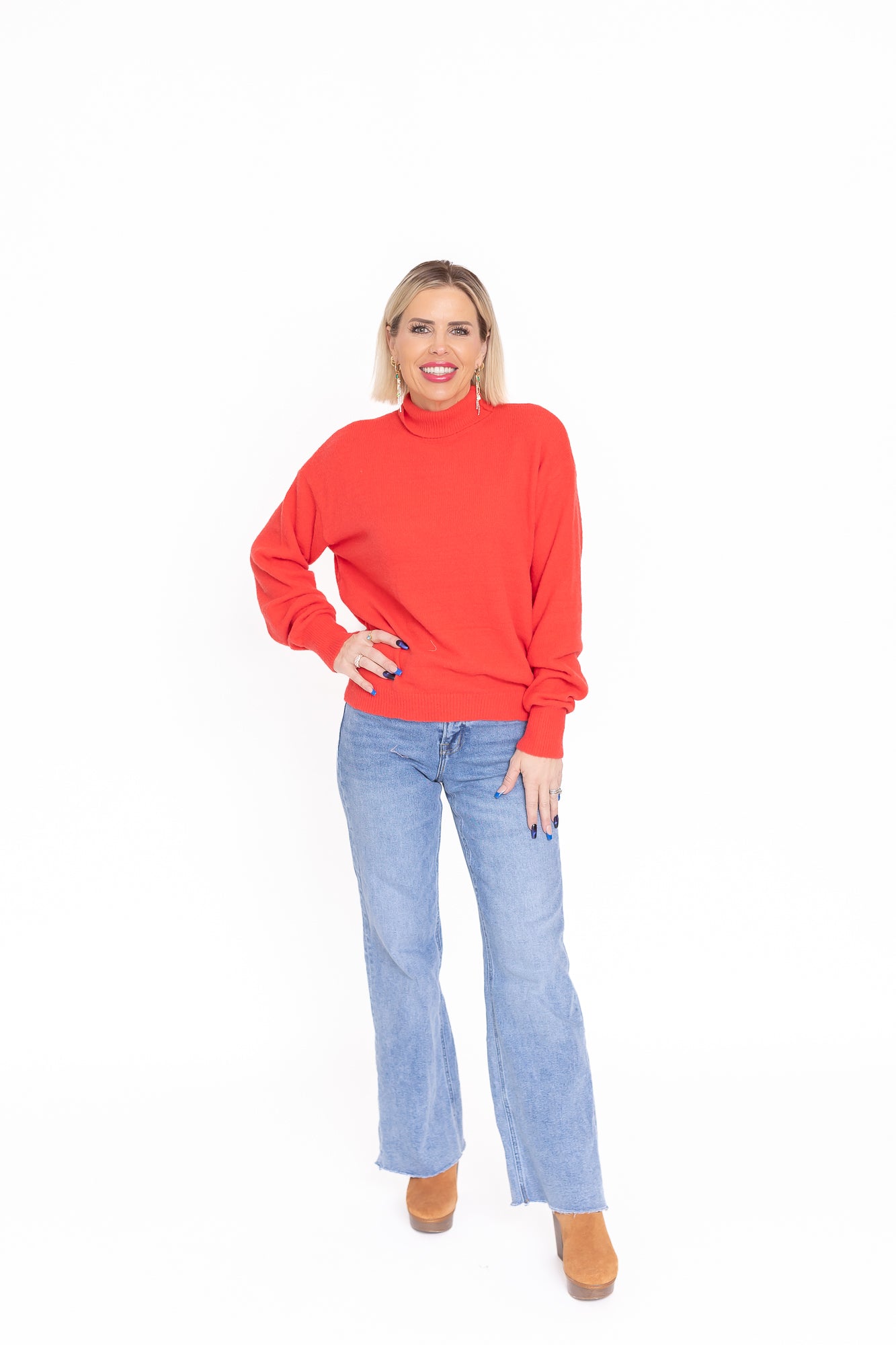 Too Dreamy Red High Neck Sweater - T148