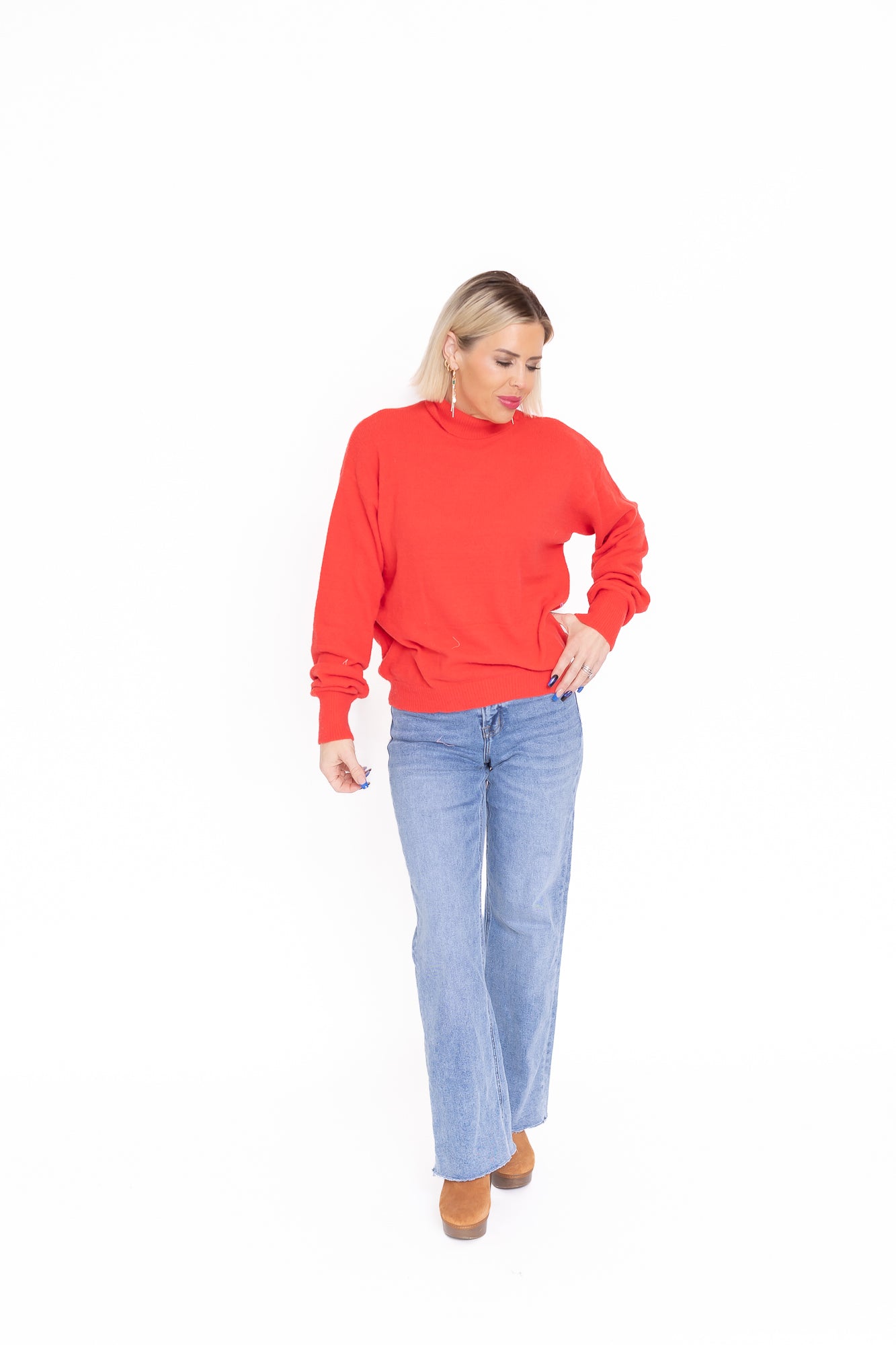 Too Dreamy Red High Neck Sweater - T148