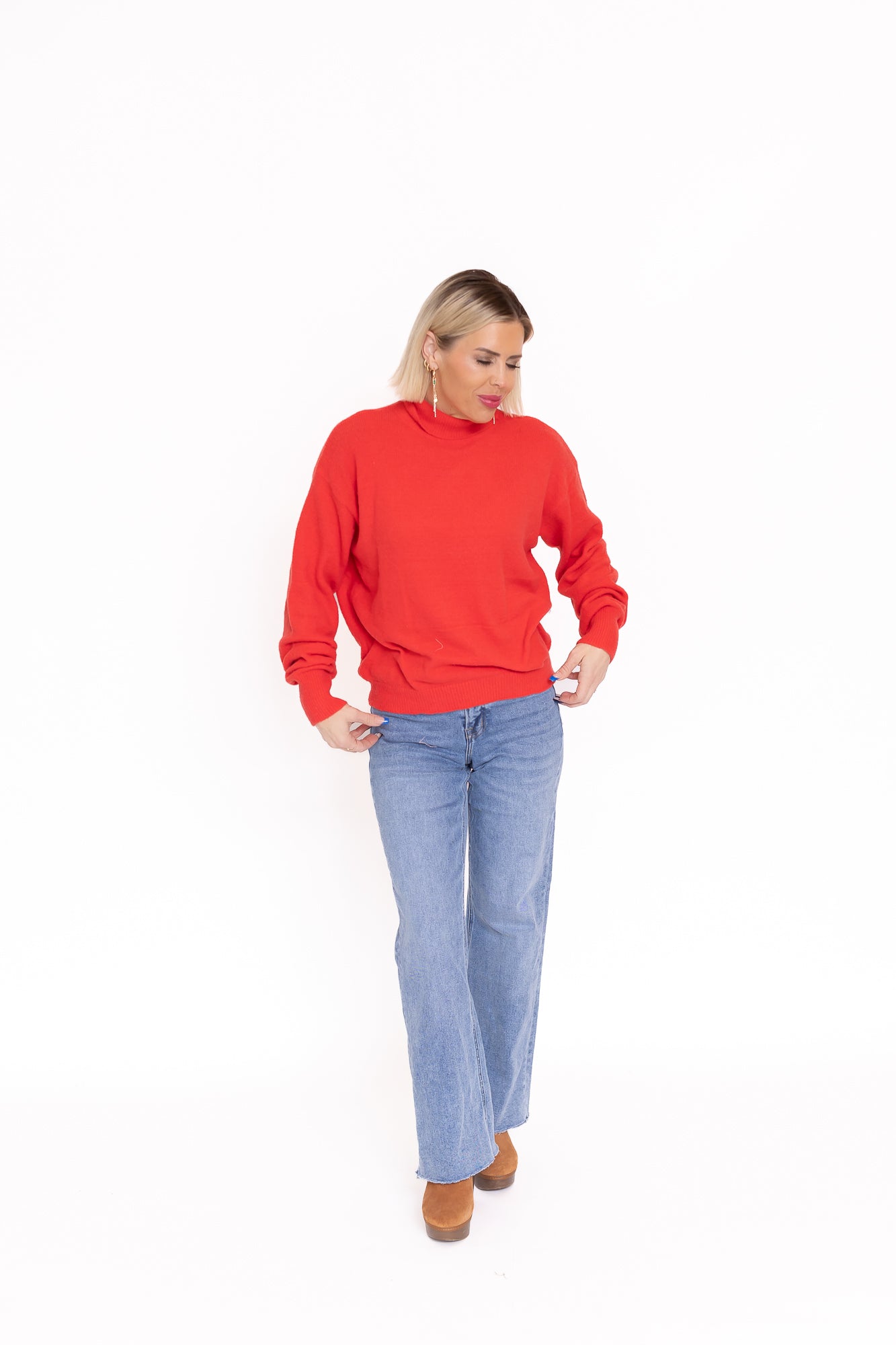 Too Dreamy Red High Neck Sweater - T148