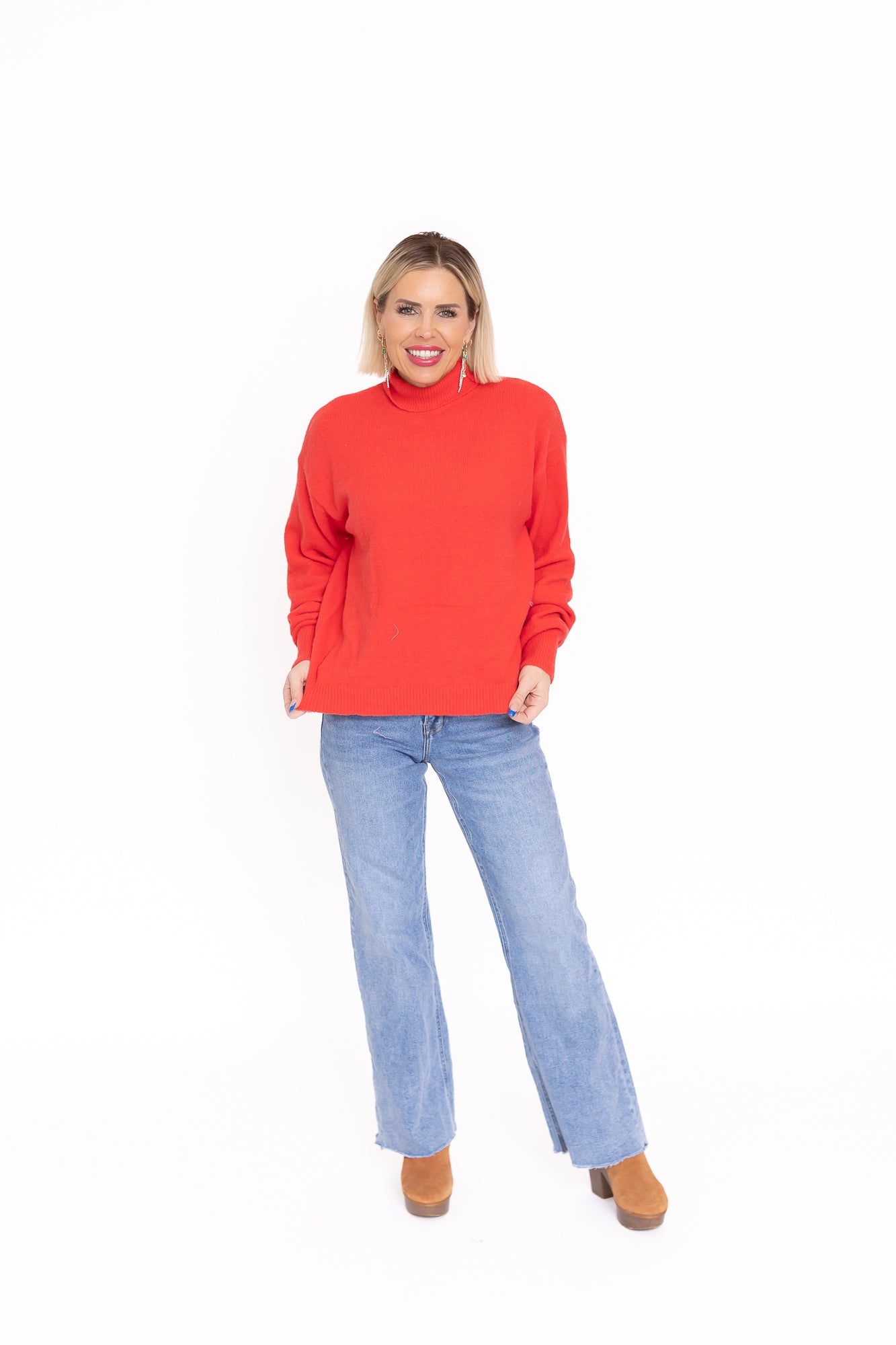 Too Dreamy Red High Neck Sweater - T148