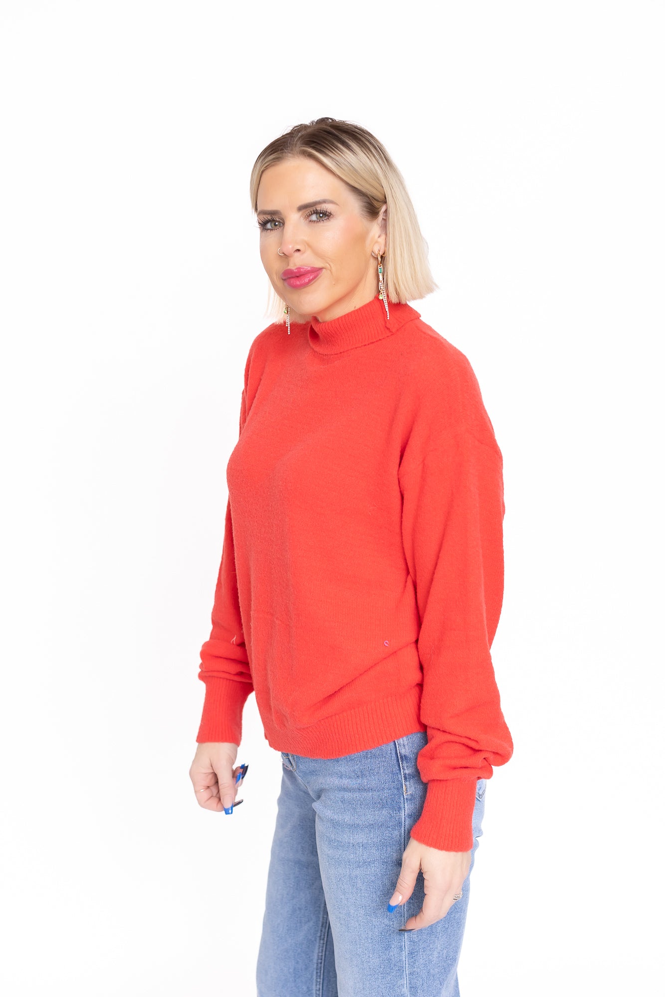 Too Dreamy Red High Neck Sweater - T148