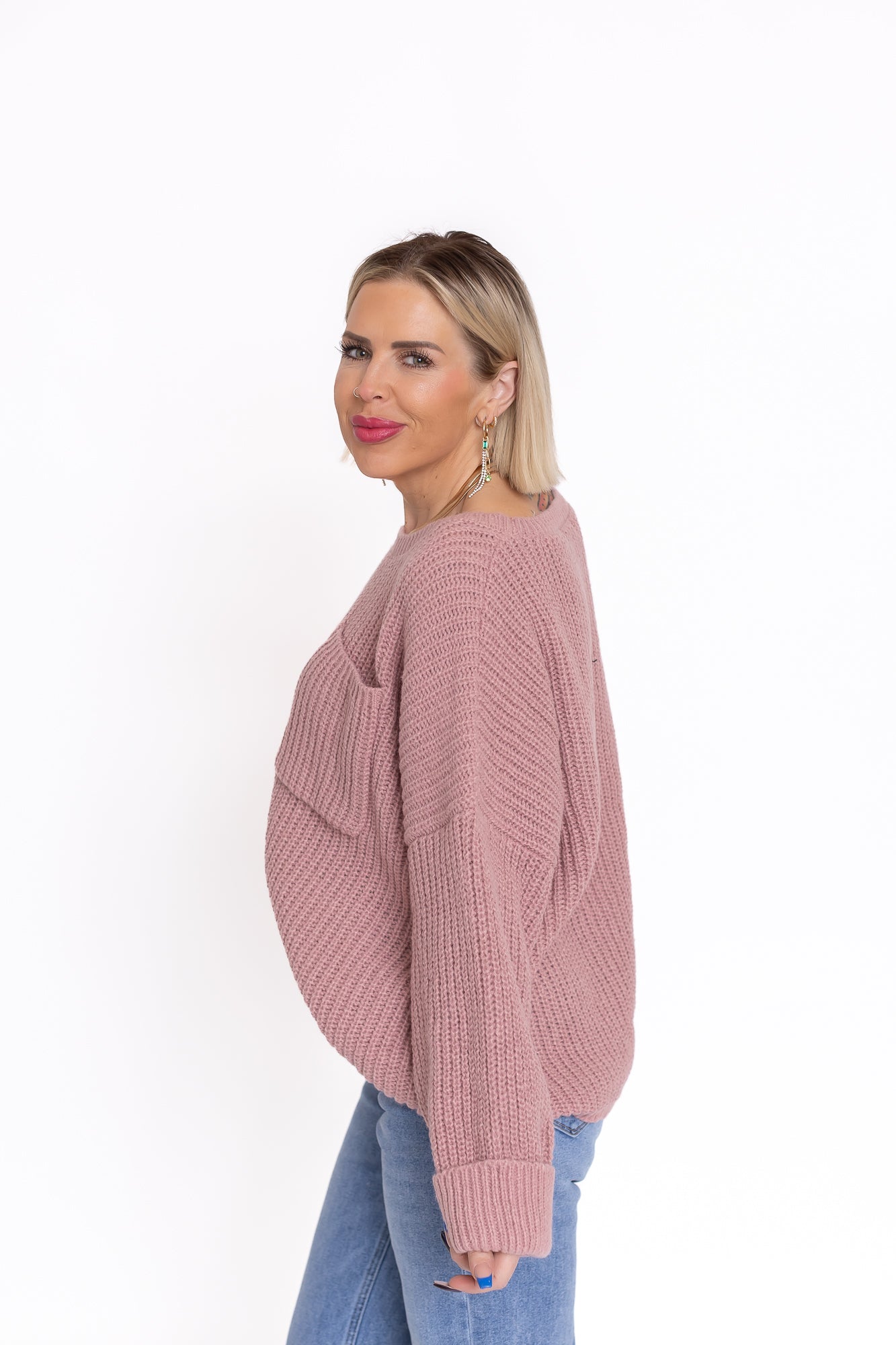 Back To Bliss Oversized Bell Sleeve Sweater Mauve Pink -T142