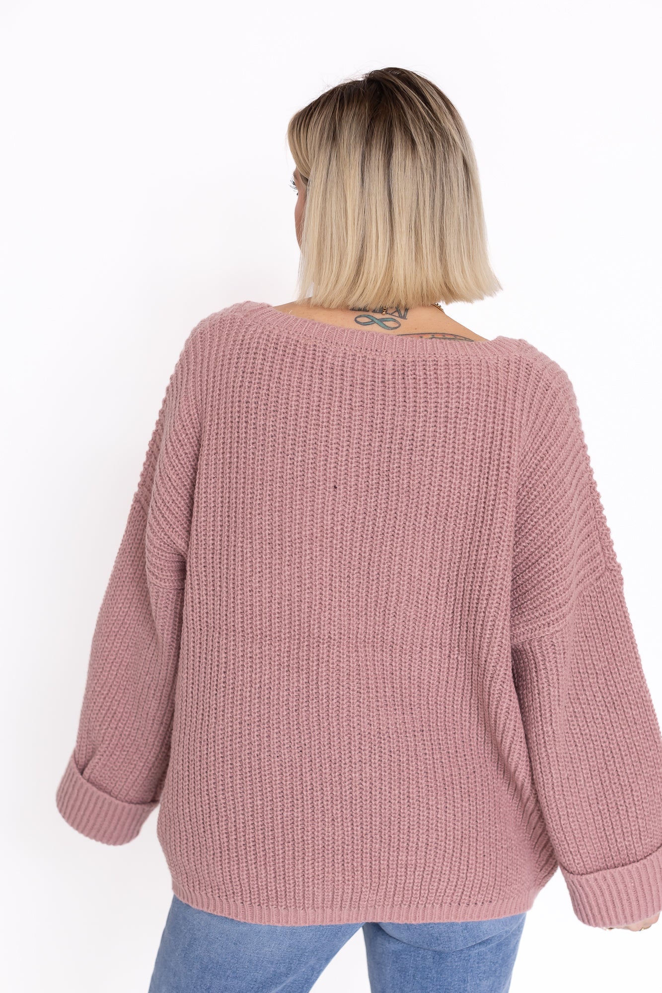 Back To Bliss Oversized Bell Sleeve Sweater Mauve Pink -T142