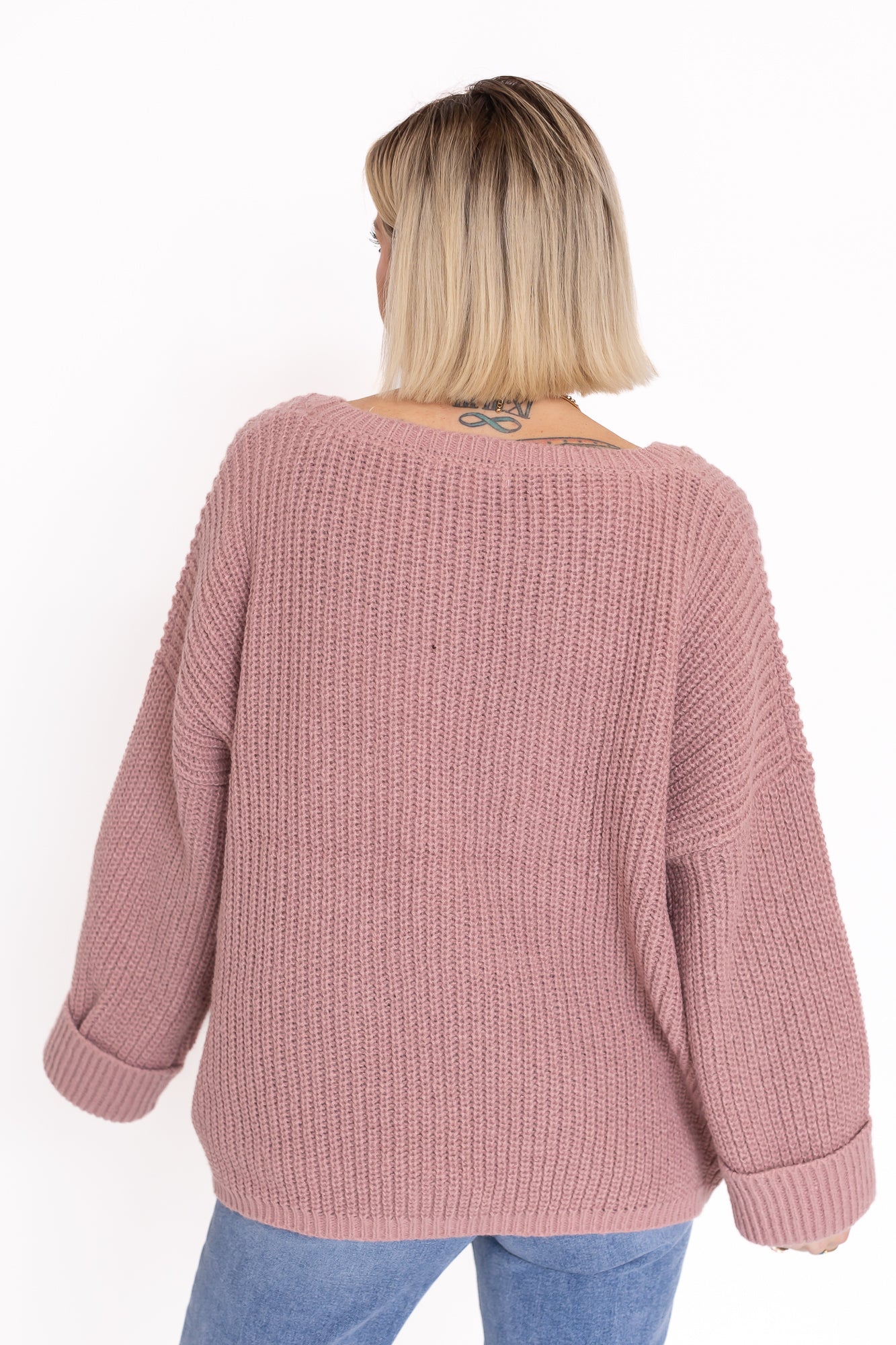 Back To Bliss Oversized Bell Sleeve Sweater Mauve Pink -T142