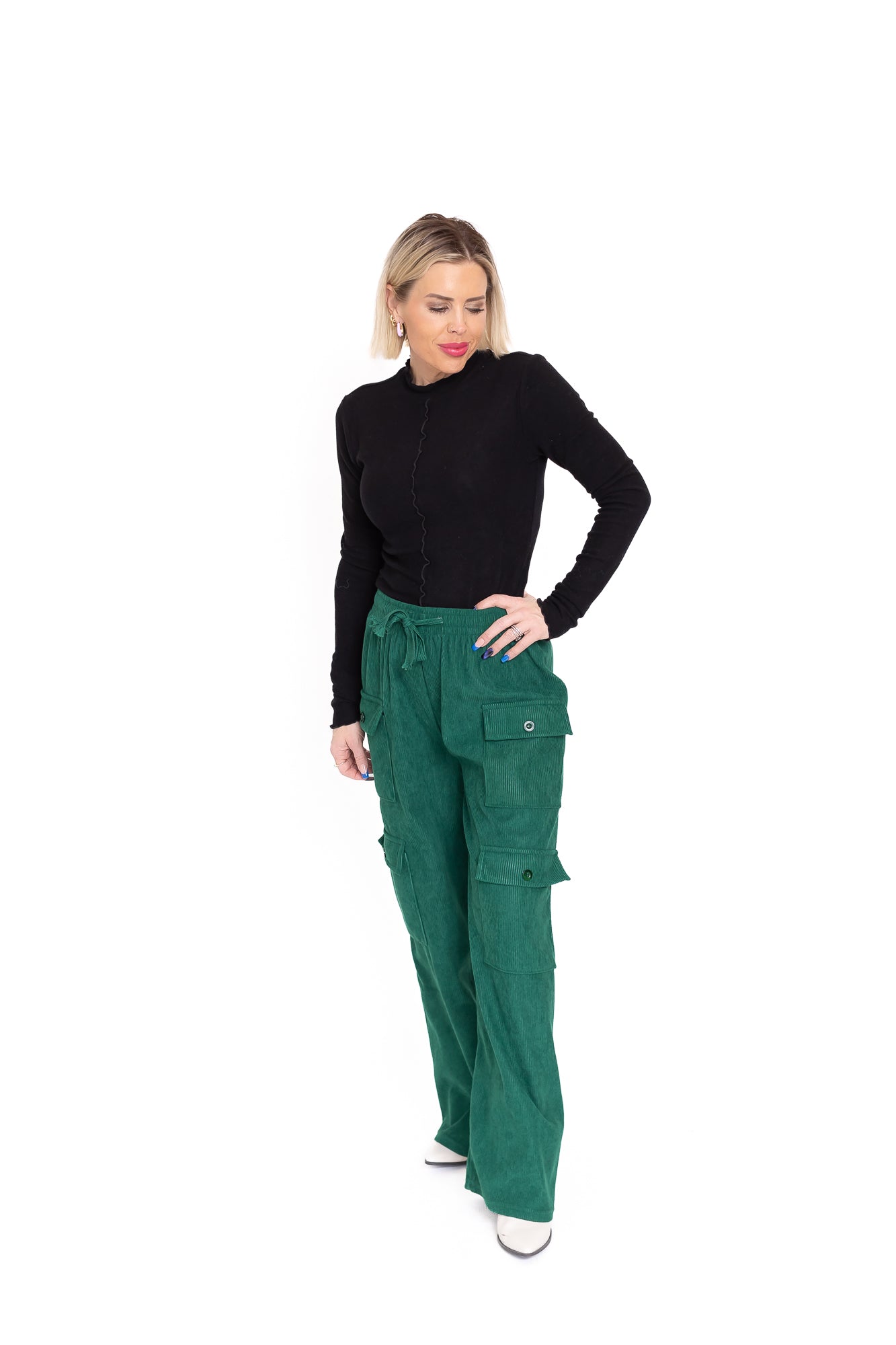 Green With Envy Corduroy Cargo Pants -P25