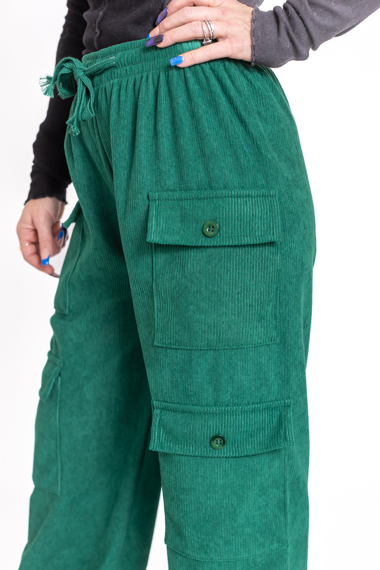 Green With Envy Corduroy Cargo Pants -P25