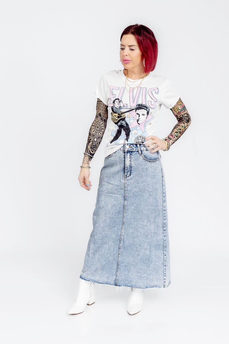 Denim Dreamer Long Denim Skirt- P40