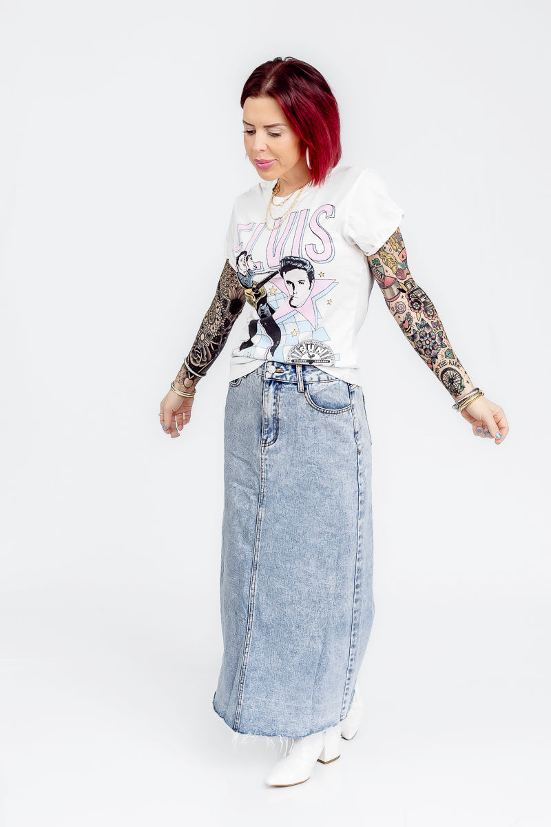 Denim Dreamer Long Denim Skirt- P40