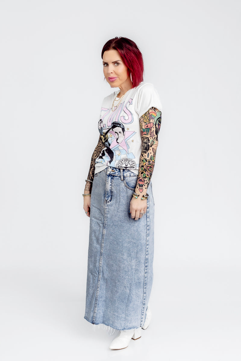 Denim Dreamer Long Denim Skirt- P40