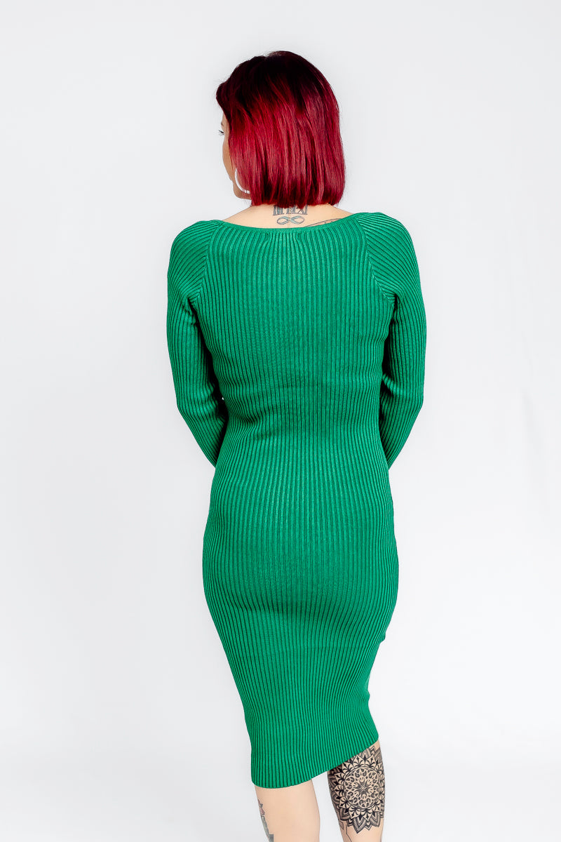 High Class Kelly Green Midi Dress- D10