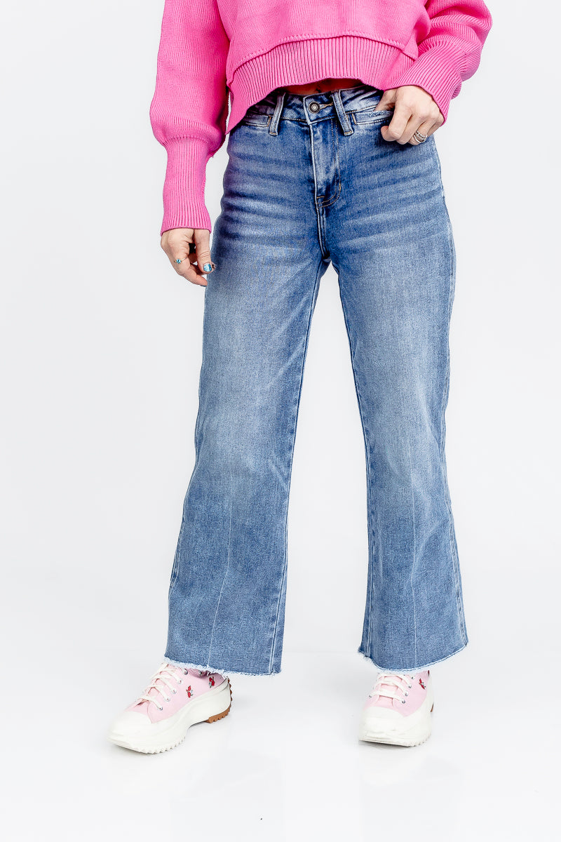 Darling Denim High Rise Wide Crop Light Jeans- P45