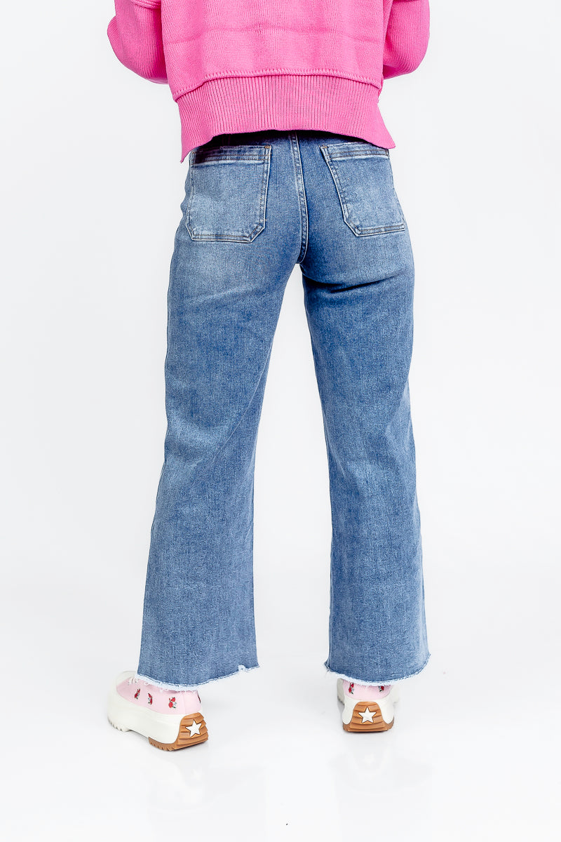 Darling Denim High Rise Wide Crop Light Jeans- P45