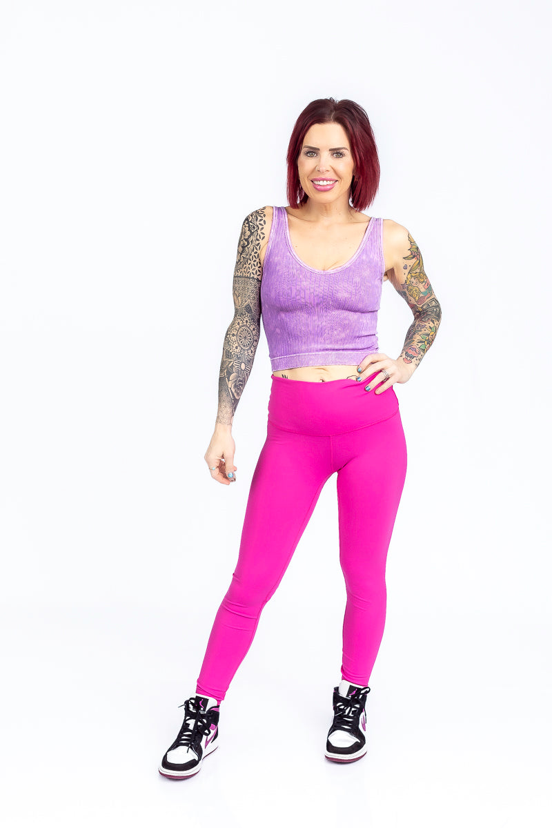 Flawless Leggings Buttery Soft Fuschia Active Leggings- P41