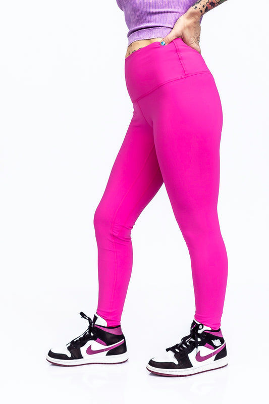 Flawless Leggings Buttery Soft Fuschia Active Leggings- P41