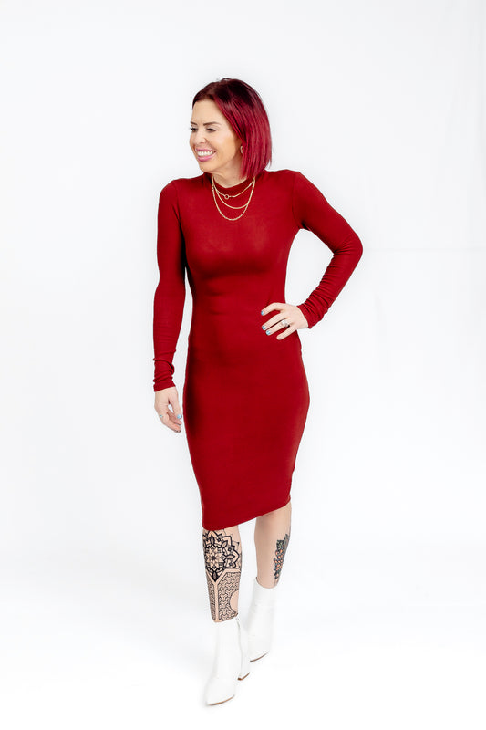 All That Sass Long Sleeve Midi Dress- D11