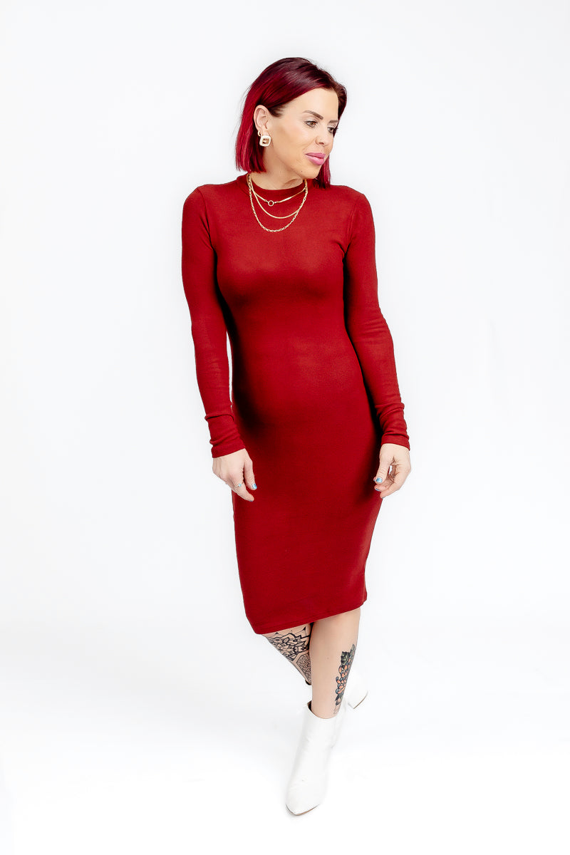 All That Sass Long Sleeve Midi Dress- D11