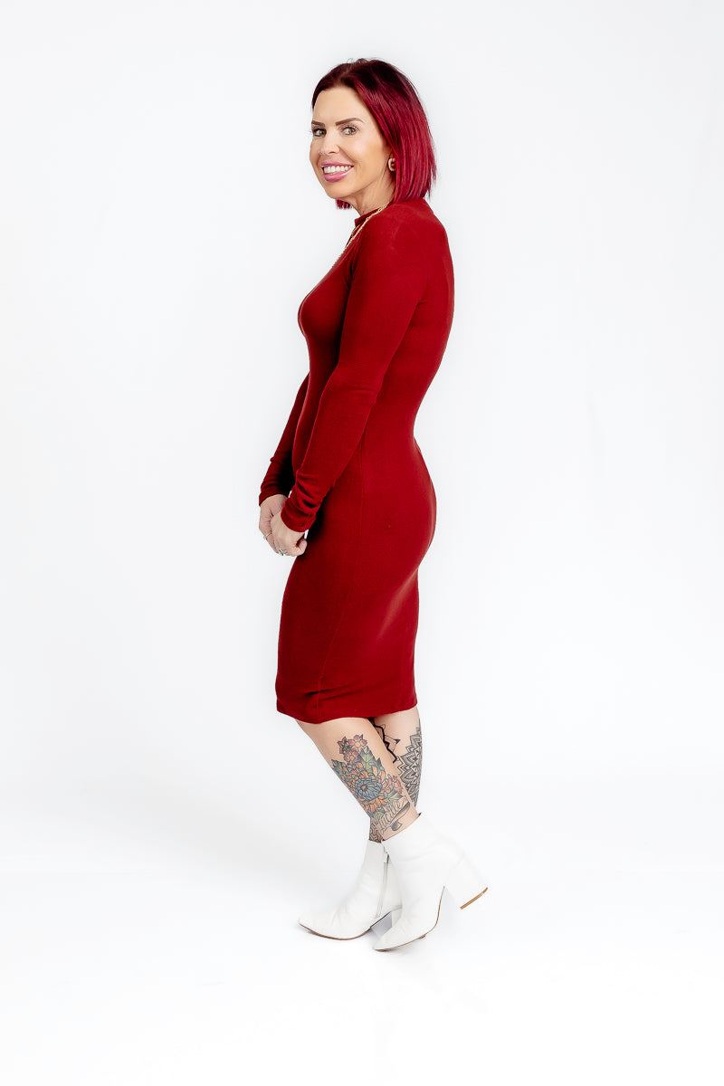 All That Sass Long Sleeve Midi Dress- D11