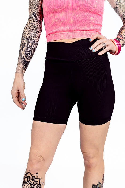 Ribbed Flex Biker Shorts- P38