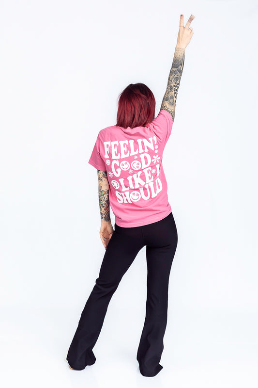 Feeling Good Like I Should Cranberry Comfort Color Graphic Tee- T197