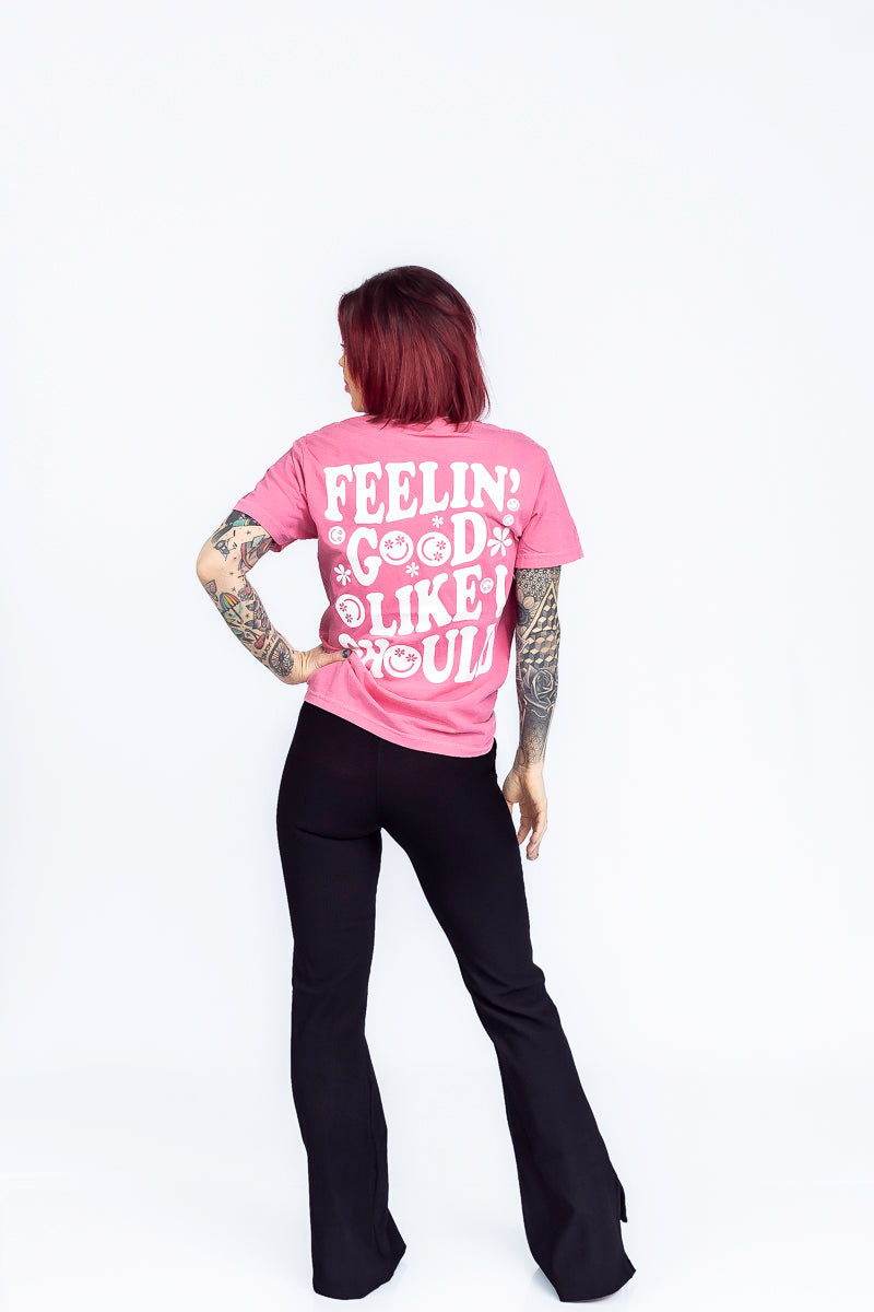 Feeling Good Like I Should Cranberry Comfort Color Graphic Tee- T197