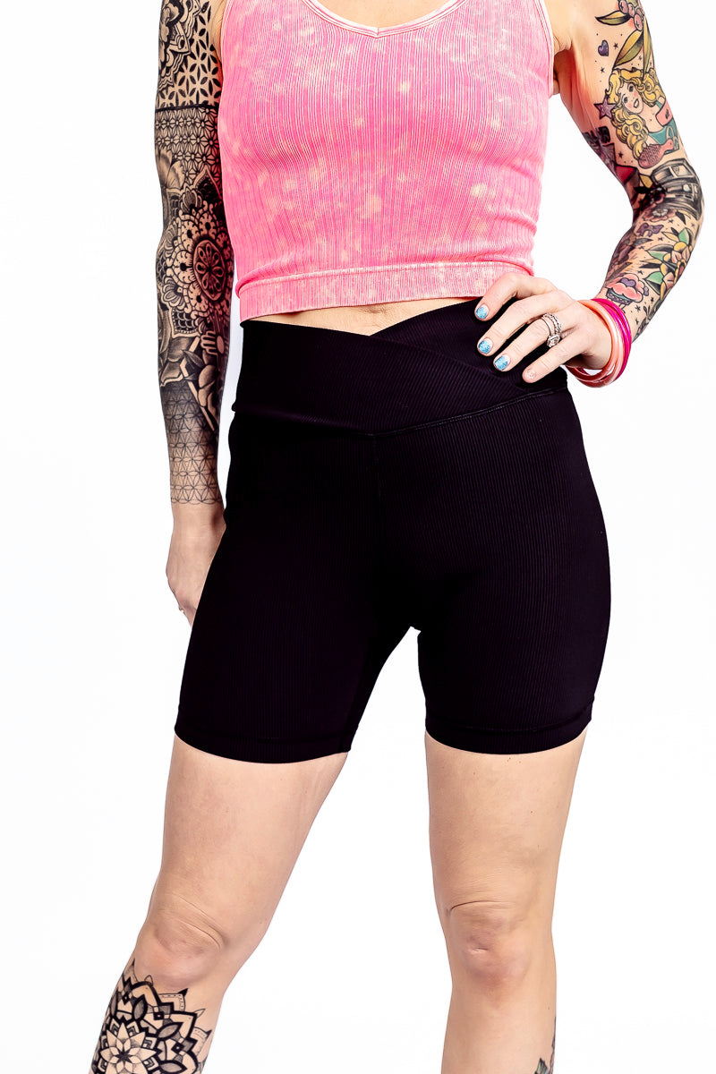 Ribbed Flex Biker Shorts- P38