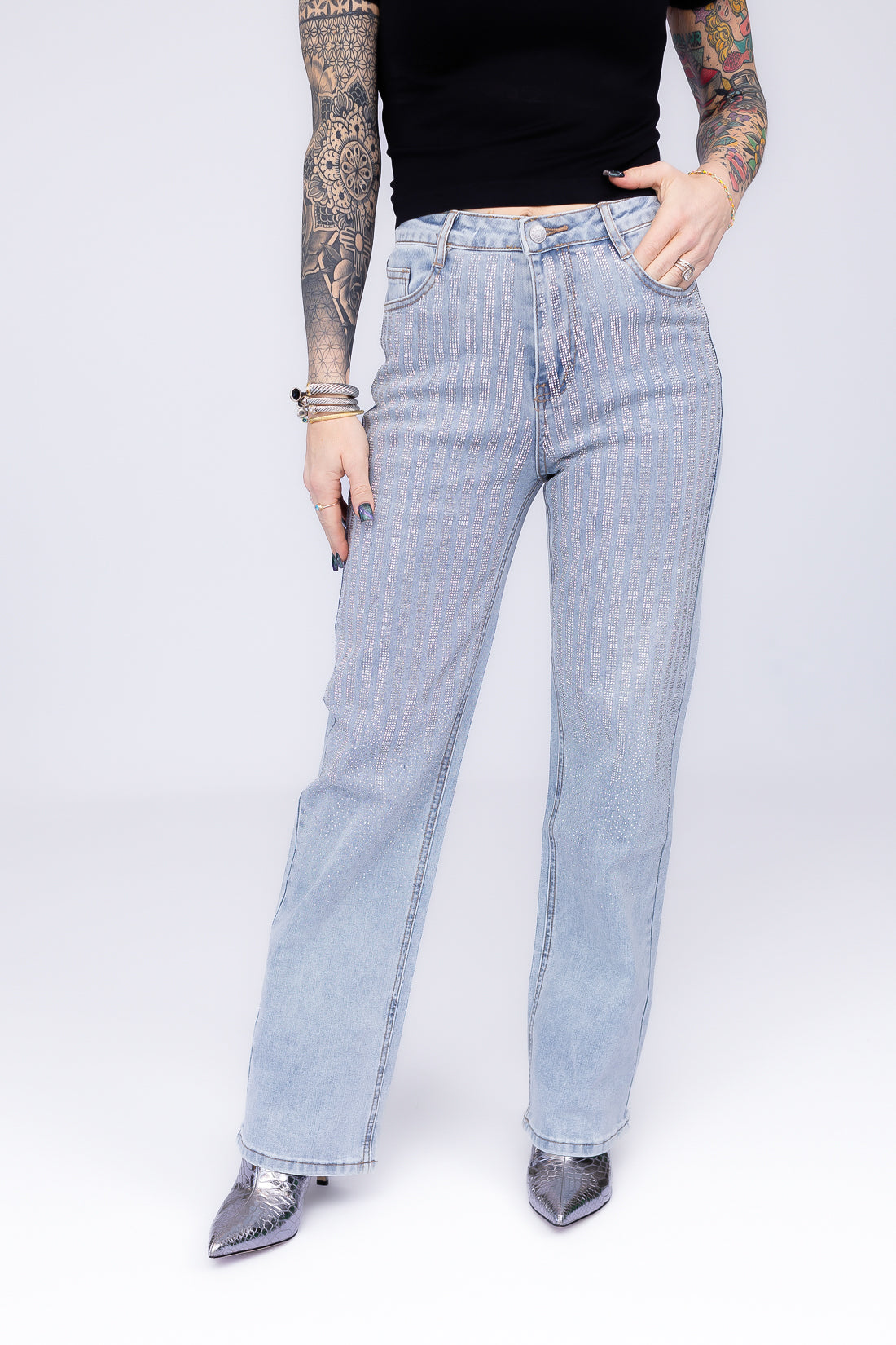 Rhinestone Babe High Rise Sparkle Denim Jeans