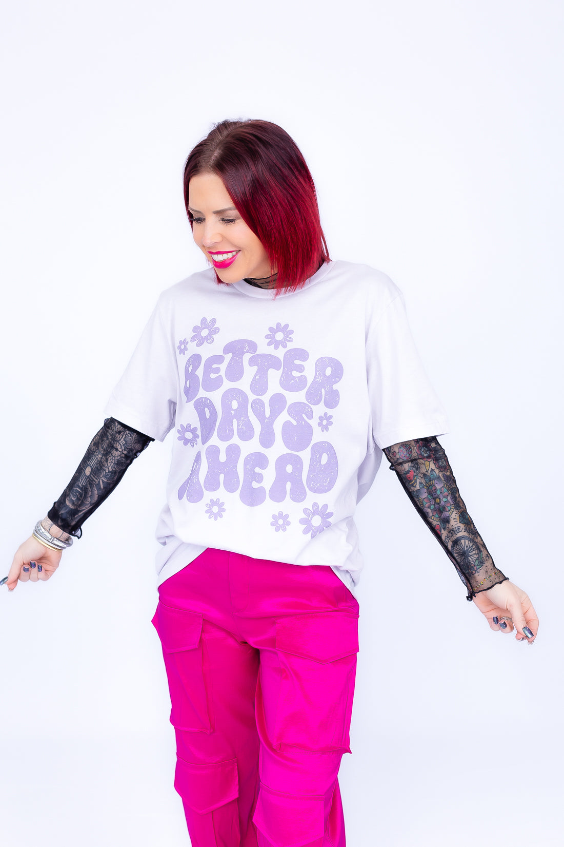 Better Days Ahead Lavender Oversized Graphic Tee