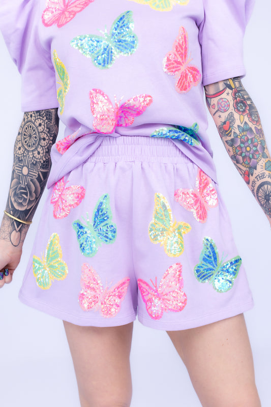 Butterfly Sequin Shorts - P48