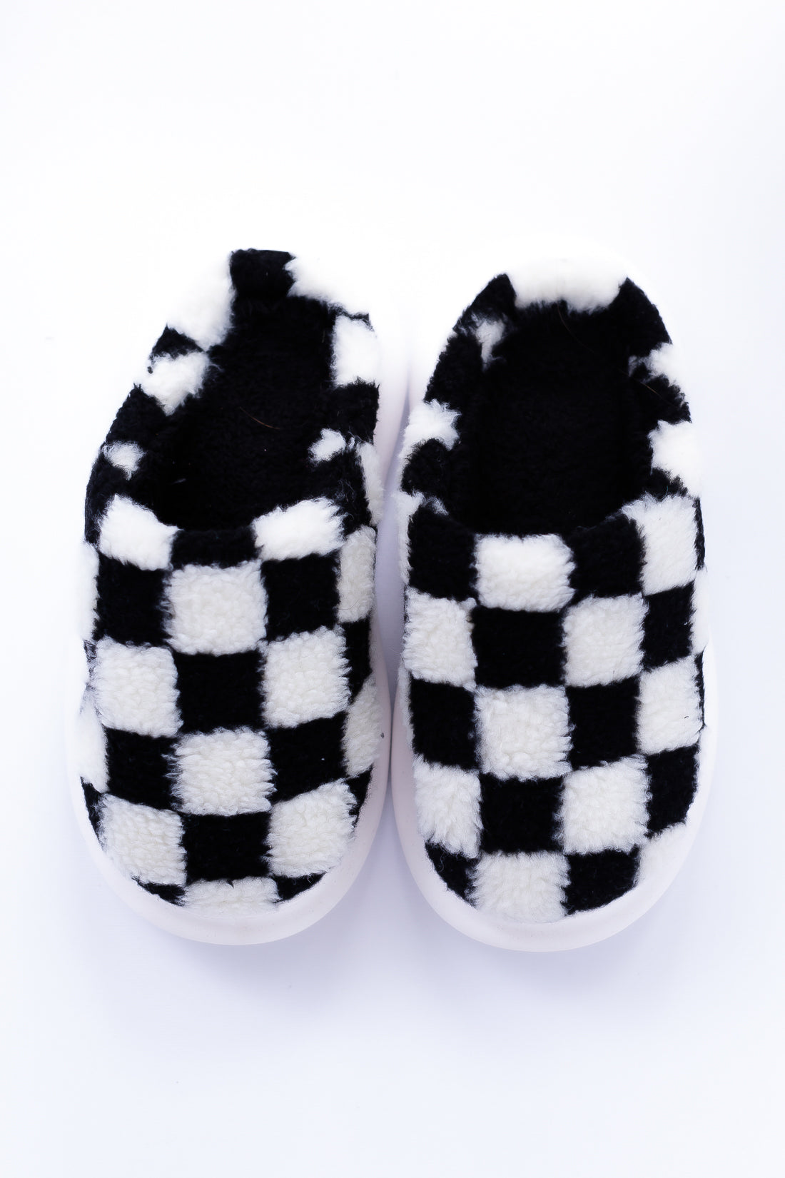 Black & White Checkered Rubber Sole Slippers